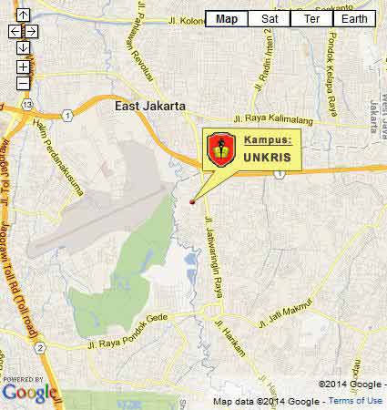 Location Map (Google Map) UNKRIS Jakarta Nomor